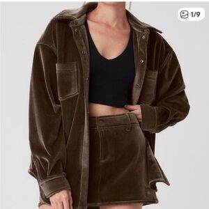 ALO Yoga Ribbed Velour Shacket - Brown